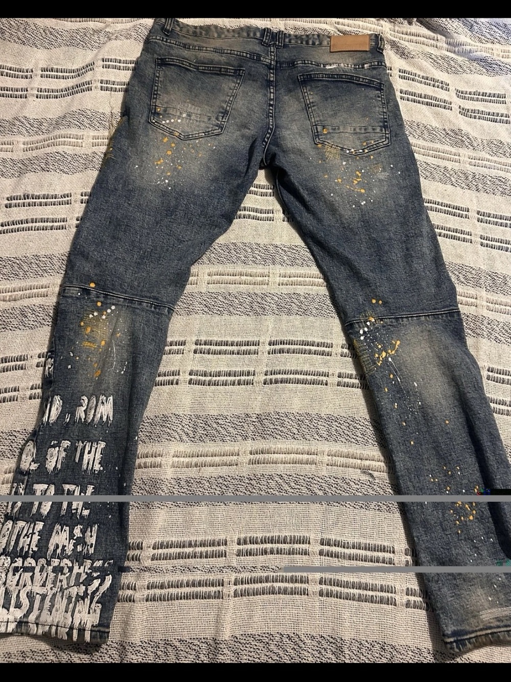 Smoke Rise Mens Jeans 32x32 Distressed Graffiti Paint Splatter Grunge Read Descr - Picture 9 of 11